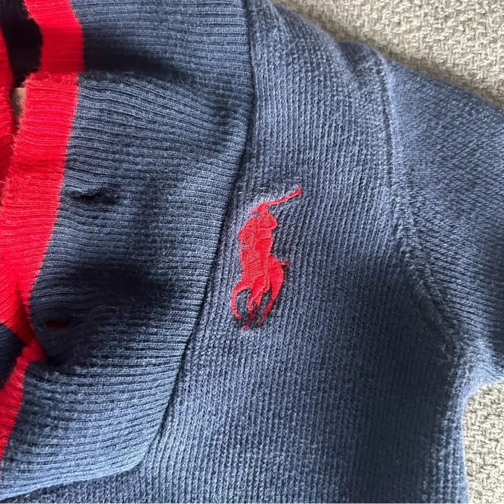 Ralph Lauren Knit One Piece Footie Navy Blue Size 6 Months